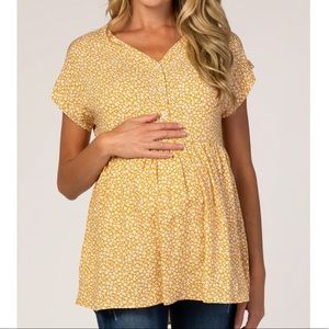 Pinkblush Maternity Plus Yellow Mini-floral Maternity/Nursing Blouse size 3x